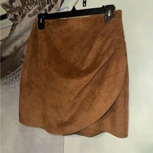Abercrombie & Fitch Vegan Suede Wrap Mini Skirt – Camel Brown